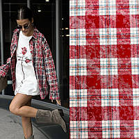 Женская стильная рубашка в клетку ткань: фланель Мод. 218