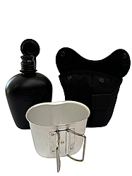 Фляга Solve NATO тактична з утепленим чохлом та алюмінієвою чашкою 1 літр Black KT6104002