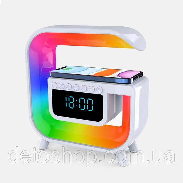Нічник RGB Inspire G30 з бездротовою зарядкою Bluetooth колонкою та годинником