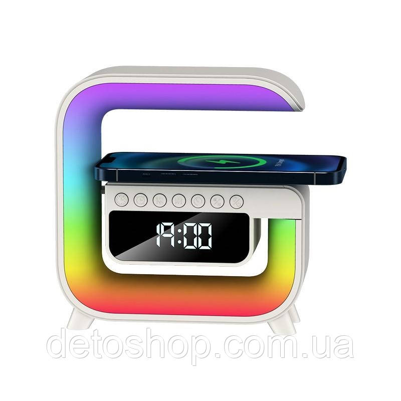 Нічник RGB Inspire XM-G3mini з бездротовою зарядкою Bluetooth колонкою та годинником