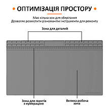 Теплоізоляційний силіконовий килимок TELIJIA TE-713 для паяння та ремонту техніки 700x400 мм Grey, фото 4