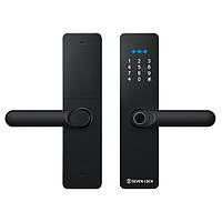 Розумний дверний біометричний замок SEVEN LOCK SL-7740BF black (врізна частина 5050)