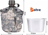 Фляга Solve NATO тактична з утепленим чохлом та алюмінієвою чашкою 1 літр Зелений піксель KT6004009  solve, фото 2