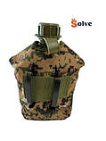 Фляга Solve NATO тактична з утепленим чохлом та алюмінієвою чашкою 1 літр Зелений піксель KT6004009  solve, фото 5