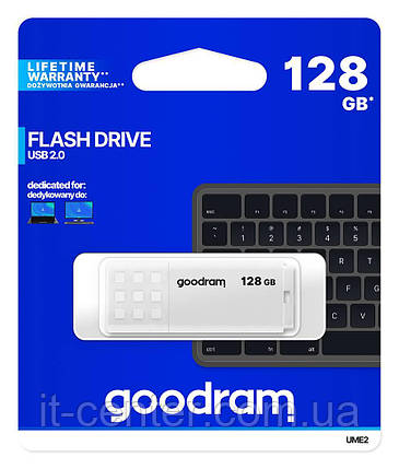 Флеш-накопичувач USB2.0 128GB GOODRAM UME2 White (UME2-1280W0R11), фото 1