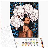 Картина за номерами квіти дівчина Квіткова вуаль з фарбою металік 40х50 картини за номерами золото BS54012 BrushMe, фото 2