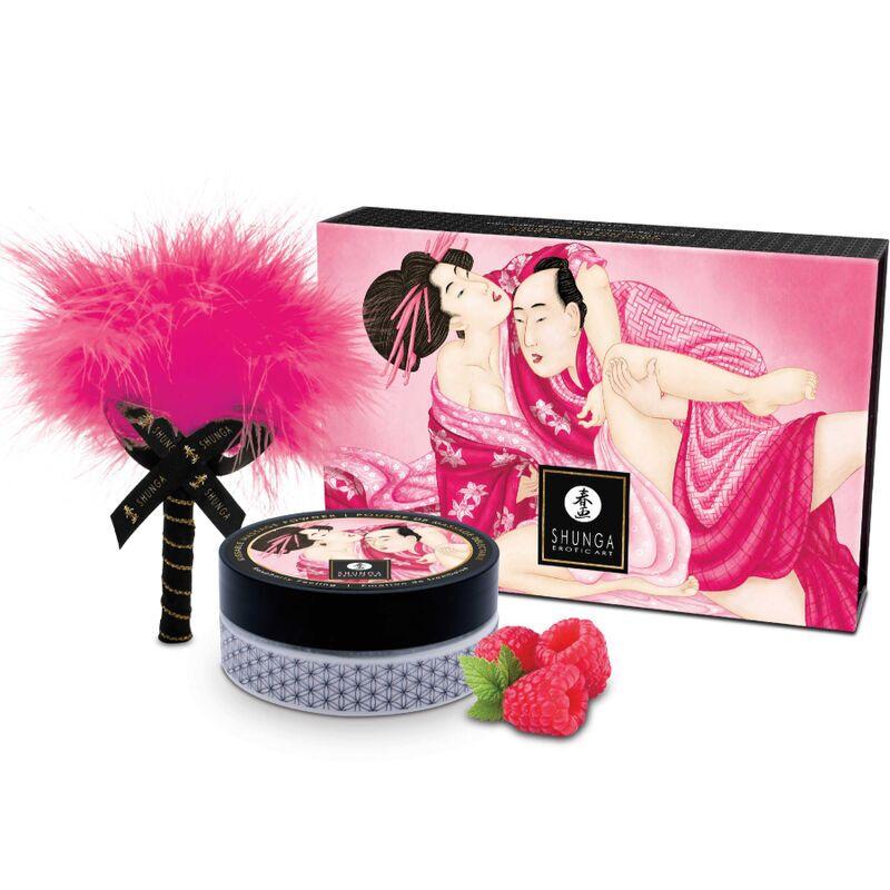 Смачна пудра для оральних ласк Shunga Body Powder — Raspberry feeling (75 грамів)