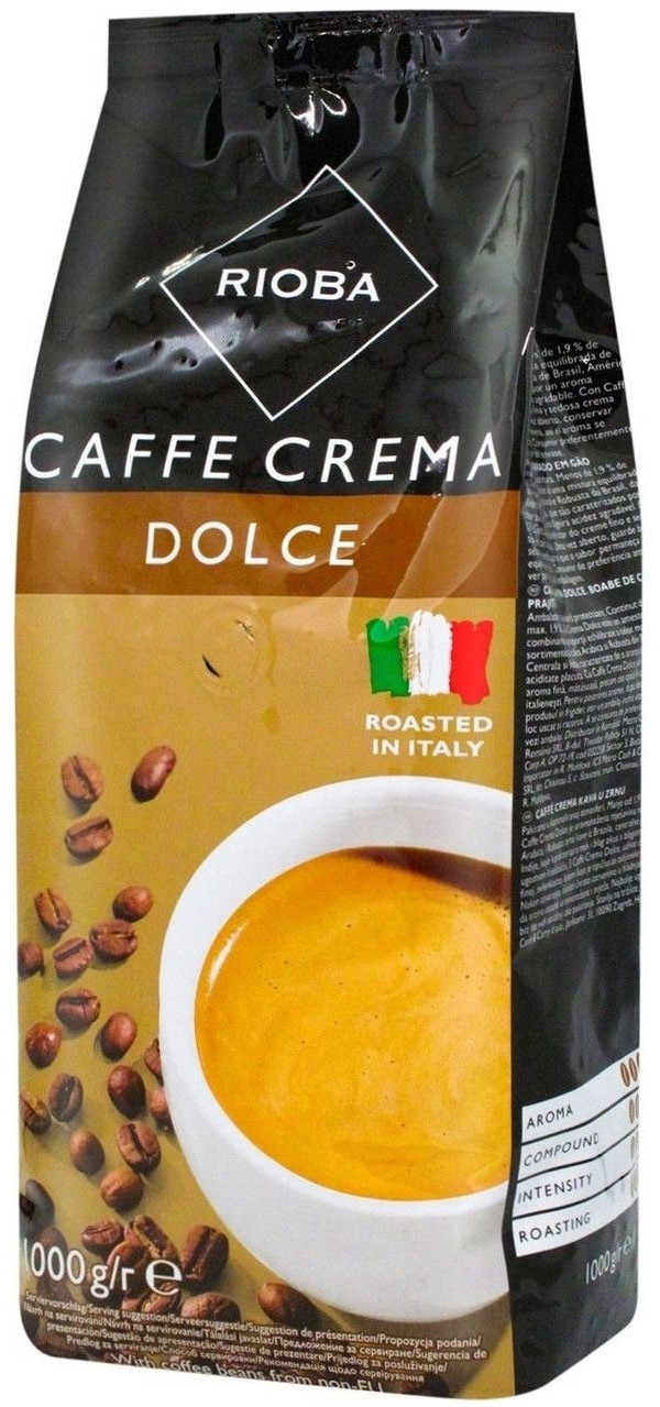 Кава в зернах Rioba Caffe Crema Dolce 1000г, 80/20 Італія