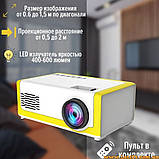 Мультимедійний портативний проектор для домашнього кінотетру відеопроектор для смартфона ПК ігор від павербанка, фото 7