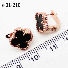 Сережки жіночі модні конюшина чорна Xuping позолота KR-127040