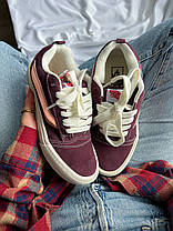 Жіночі кеди Vans Skool KNU Burgundy Pink Premium Ванс Кну низькі бордові з рожевим замша демісезон, фото 5