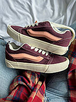 Жіночі кеди Vans Skool KNU Burgundy Pink Premium Ванс Кну низькі бордові з рожевим замша демісезон, фото 4