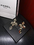 Сережки з логотипом в чорно-золотому кольорі з камінням, браслет з перлинами, фото 5
