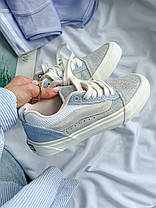 Жіночі кеди Vans KNU School Light Blue кросівки Ванс Кну низькі блакитні з сірим замша текстиль демісезон, фото 5