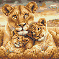 Схема для вишивки бісером ,, Левиця з Левенятками ,,  Сб-3-89