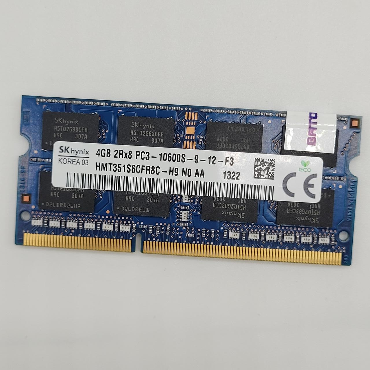 Оперативна пам'ять для ноутбука Hynix SODIM DDR3 4Gb 1333MHz 10600s 2R8 CL9 (HMT351S6CFR8C-H9 N0 AA) Б/В