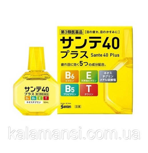 Японські вікові краплі для очей із таурином вітамінами Sante 40 Plus Eye Drops 12 мл