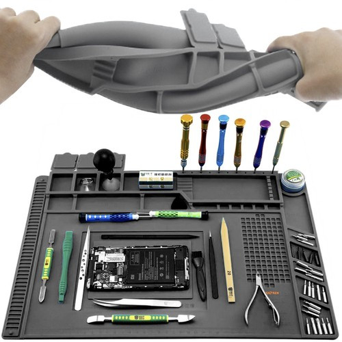 Килимок силіконовий для паяння та ремонту Bigstren з магнітами термостійкий 30 x 40 см (22727), фото 1