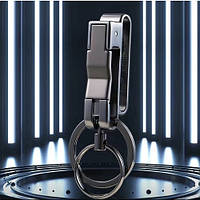 Модний чоловічий креативний з нержавіючої сталі брелок для ключів автоключей і сигналізації з подвійними кільцями