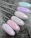 База камуфлююча з блискітками шиммером опала рожева для нігтів Opal base Global Fashion 8 ml №3, фото 3