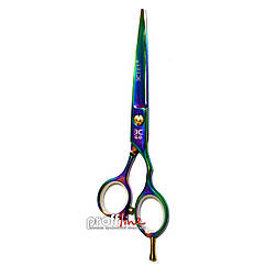 Ножиці для стрижки волосся Естет прямий хамелеон з упором для пальців 6"