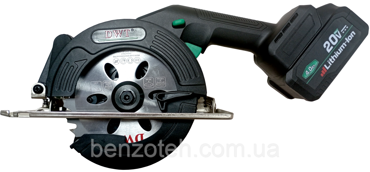 Пила дискова акумуляторна DWT AHKP-20-140 DN-4C2 (безщітковий, 2 АКБ 20 В/4.0 Аг, диск 140 мм.), фото 1