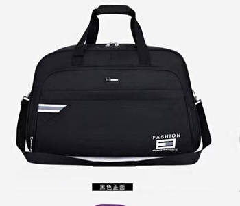 Сумка спортивна чорна дорожня 60*38 см на блискавці з довгим ремінцем Karman