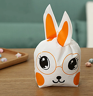 Пакети дитячі Зайка поліетиленові з вушками подарункові з малюнком для солодощів 25х165см 10 шт