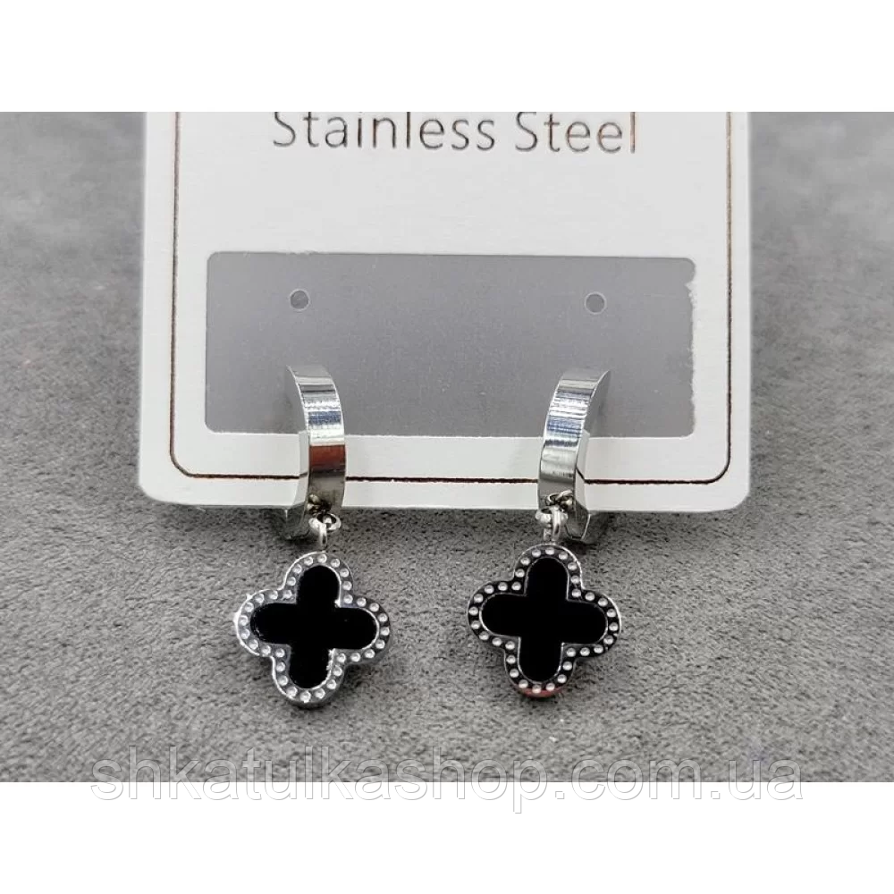 Сережки Ван Кліф біжутерія Stainless Steel 11мм+висота 24мм, нержавіюча сталь