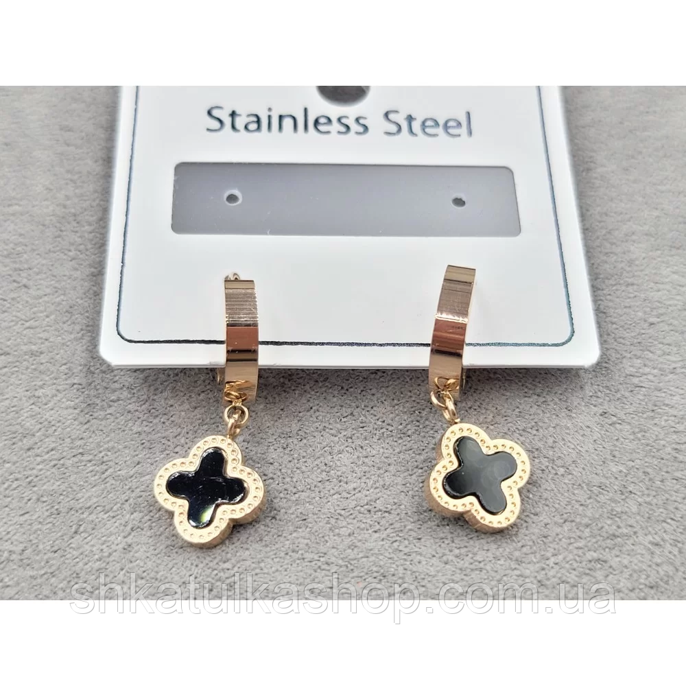 Сережки Ван Кліф біжутерія Stainless Steel 10мм, нержавіюча сталь, рожеве золото