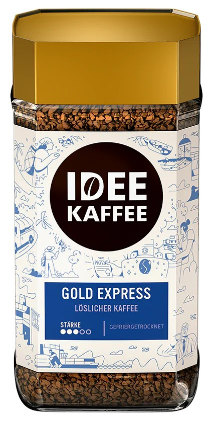 Idee Kaffee кава розчинна Gold Express 100 грамів у скляній банці, фото 1