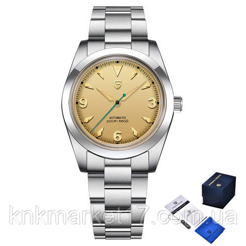 Механічний з автопідзаводом водонепроникний (20ATM) годинник для дайвінгу Pagani Design PD-1785 Silver-Gold, фото 1