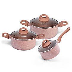 Набір посуду зі скляними кришками "Latte" 54х28х16 см 6 пр. з алюмінію Fissman