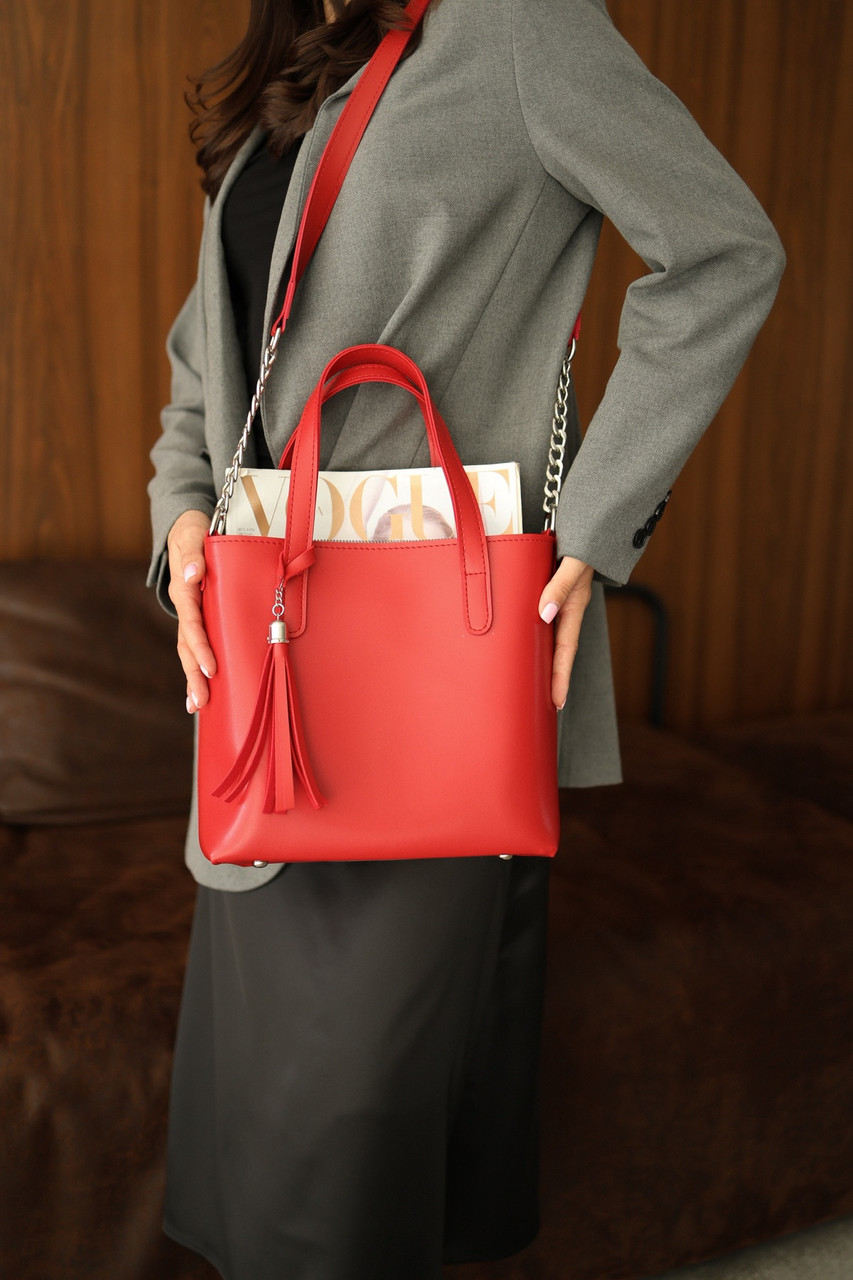 Сумка жіноча 26*22 см на блискавці з пензликом і довгим ремінцем Nata Коричневий, фото 1