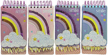 Блокнот на спіралі 120 л., обкладинка шкір/зам "Райдуга в хмарах" 10*19.5м