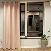 Штора на чорних люверсах 1 шт 140х250 см мікровелюр Рожево-пудровий