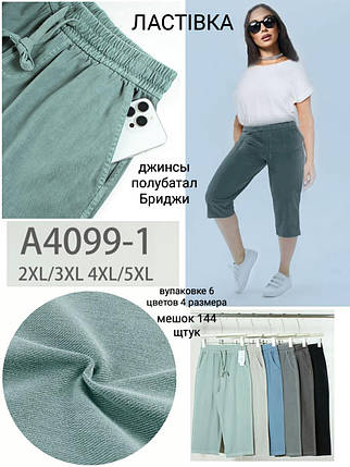 Бріджі жіночі стрейч котон "Ласточка" №А4099-1 р.3/4XL,5/6XL, фото 3