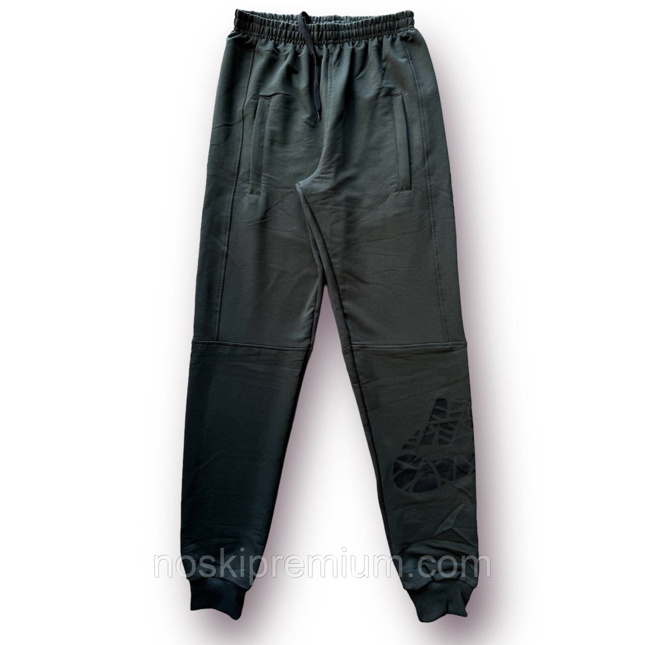 Штани спортивні чоловічі з манжетом двонитка пеньє Nike, розміри 46-54, хакі, 4006, фото 1