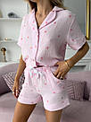 Піжама муслніова жіноча з кишенями COSY ШОРТИ+СОРОЧКА СЕРЦЯ РОЖЕВІ M106PS1, фото 4