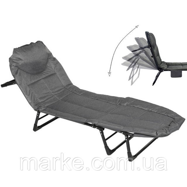 Шезлонг лежак кровать раскладная Bonro B2002-4 темно-серый