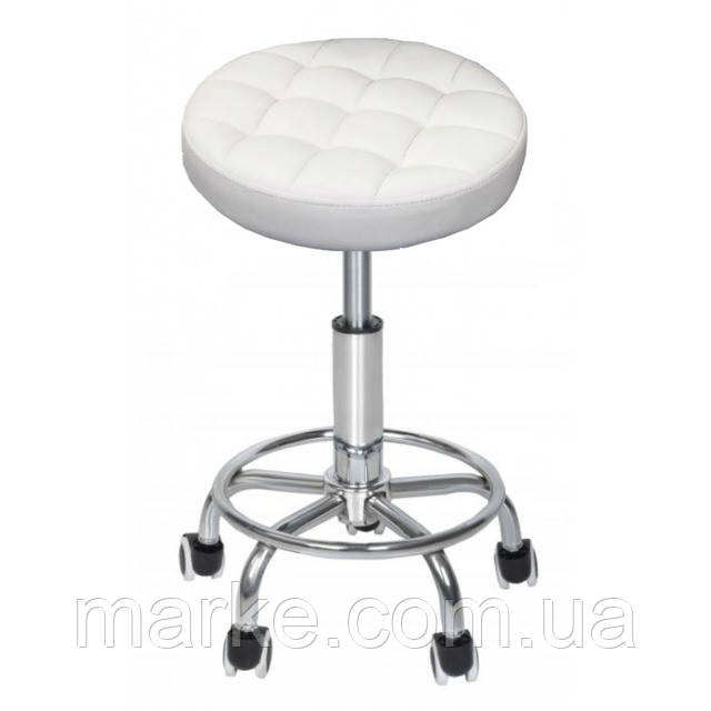 Кресло табурет на колесах без спинки круглое Bonro B-496 белое