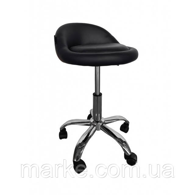 Кресло табурет на колесах со спинкой круглое Bonro B-498 черное (mrk)