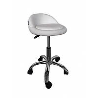 Кресло табурет на колесах со спинкой круглое Bonro B-498 белое