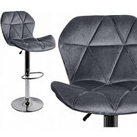 Барный стул со спинкой Bonro B-087 велюр серый