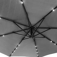 Парасоля садова з підсвіткою LED сіра Bonro B-7012LP 3м 8 спиць (mrk)