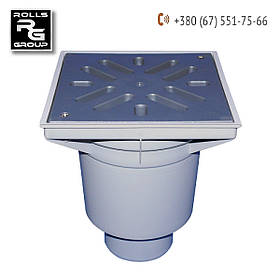 Дворовий трап Perfekt DN110 вертикальний 244х244мм, грати ПП 226х226мм, кошик, затвор від запаху, HL606L/1