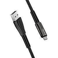 Кабель ColorWay USB - MicroUSB (zinc alloy + led) 2.4А 1м чорний (CW-CBUM035-BK), фото 5