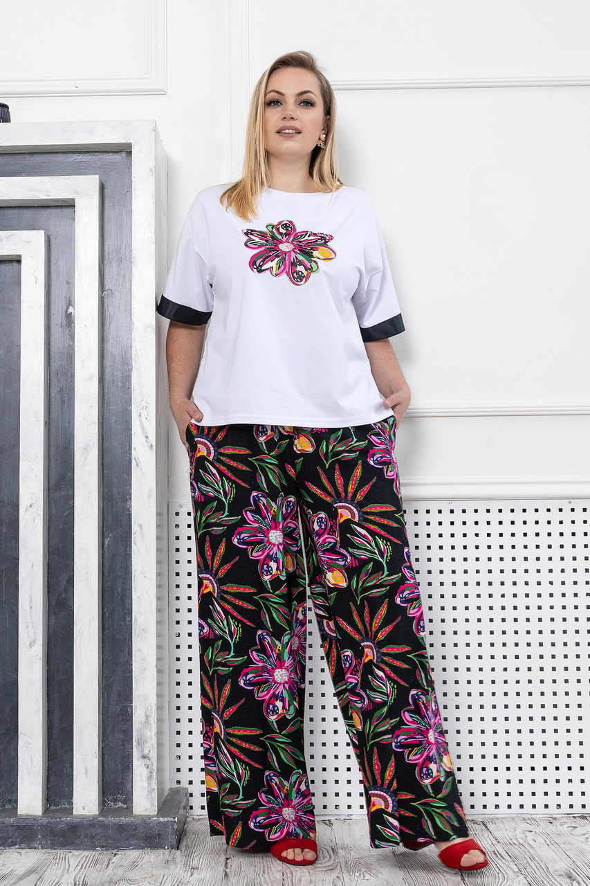 Літній костюм батал великі розміри 48-60 брючний з футболкою