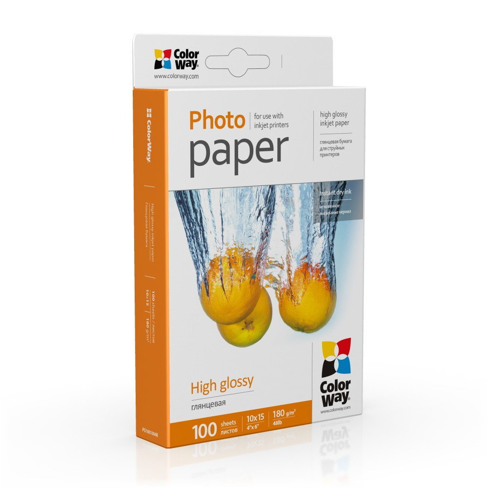 Фотопапір ColorWay глянцевий 180г/м2 10x15 PG180-100 (PG1801004R)