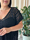 Жіноча коротка вʼязана туніка чорна великого розміру, фото 5